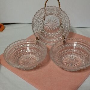 ANCHOR WEXFORD Elegant Clear Glass Serving Bowls Set